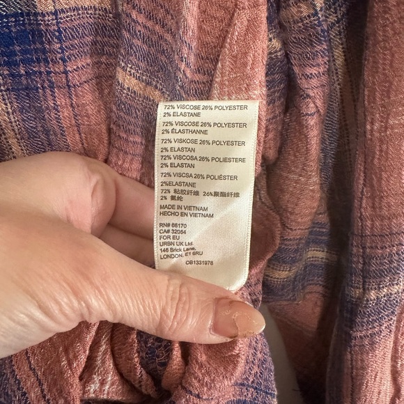 BDG Women’s Plaid Shirt - Pink and Blue - Picture 5 of 5